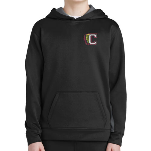Caz Hockey & Player Name - Youth Sport Wick ® Fleece Colorblock Hooded Pullover Thumbnail